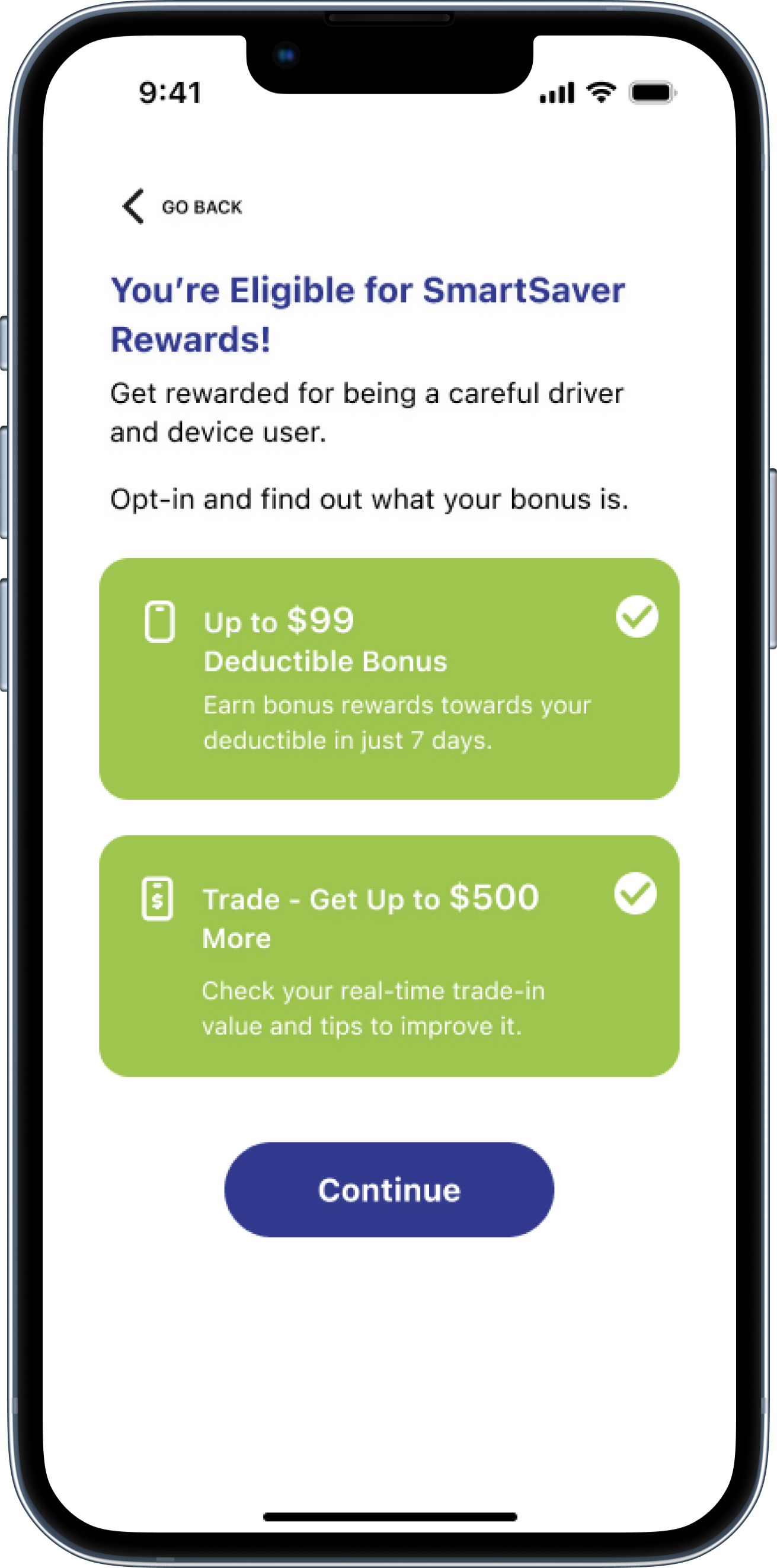 Rewards shown on phone